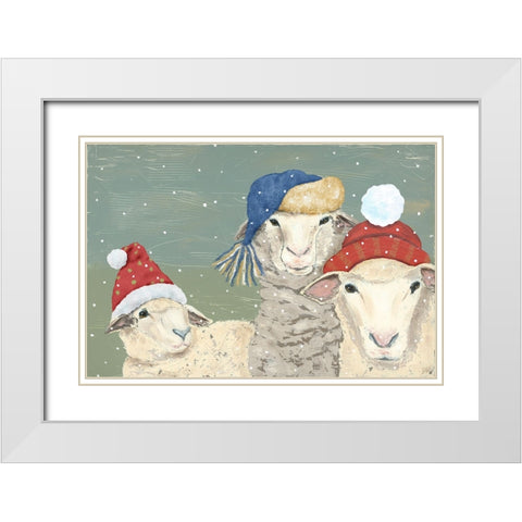 Sheep Xmas I White Modern Wood Framed Art Print with Double Matting by Reynolds, Jade