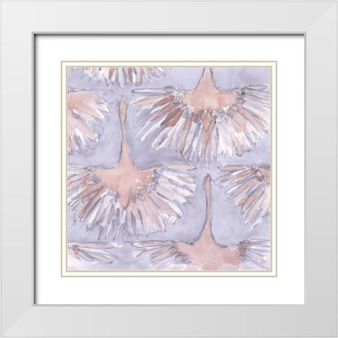 The Bird Gathering I White Modern Wood Framed Art Print with Double Matting by Dixon, Samuel