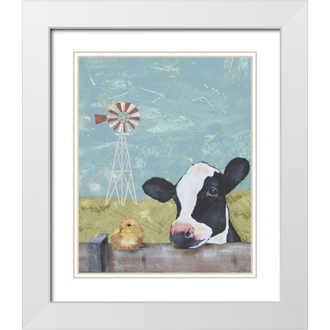 My Farm Friends II White Modern Wood Framed Art Print with Double Matting by Reynolds, Jade