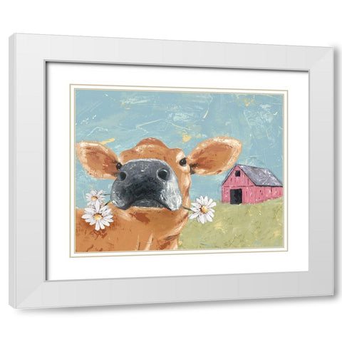 My Farm Friends IV White Modern Wood Framed Art Print with Double Matting by Reynolds, Jade