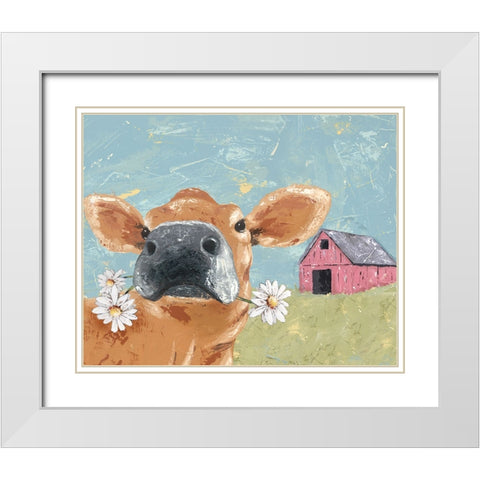 My Farm Friends IV White Modern Wood Framed Art Print with Double Matting by Reynolds, Jade