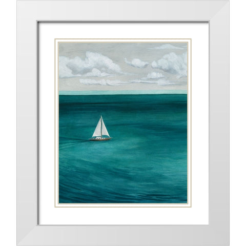 Mediterranean Sails I White Modern Wood Framed Art Print with Double Matting by Popp, Grace