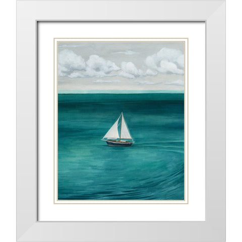 Mediterranean Sails II White Modern Wood Framed Art Print with Double Matting by Popp, Grace