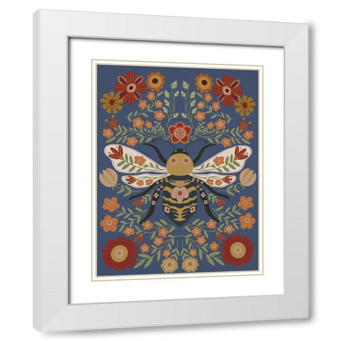 Folk Art Fun I White Modern Wood Framed Art Print with Double Matting by Moore, Regina