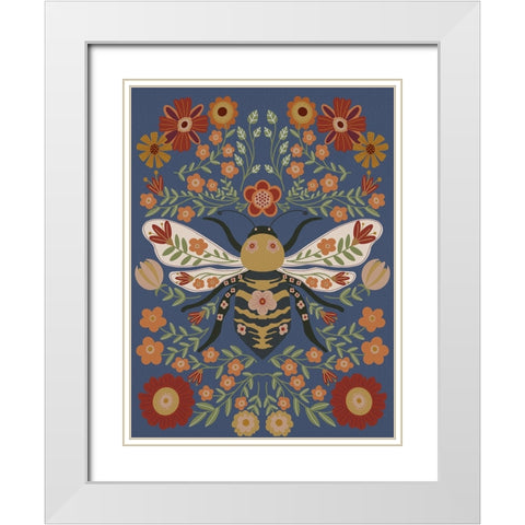 Folk Art Fun I White Modern Wood Framed Art Print with Double Matting by Moore, Regina