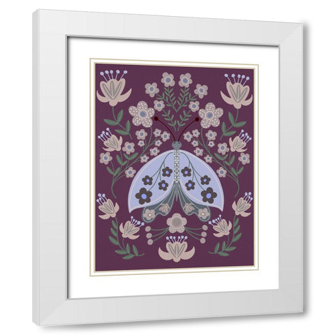 Folk Art Fun III White Modern Wood Framed Art Print with Double Matting by Moore, Regina