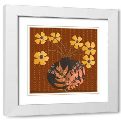 Autumn Flower Vase I White Modern Wood Framed Art Print with Double Matting by Moore, Regina