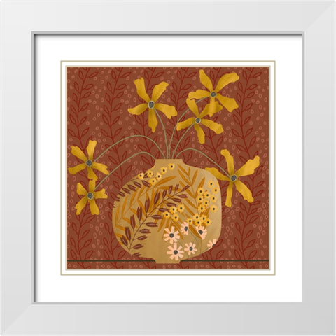 Autumn Flower Vase II White Modern Wood Framed Art Print with Double Matting by Moore, Regina