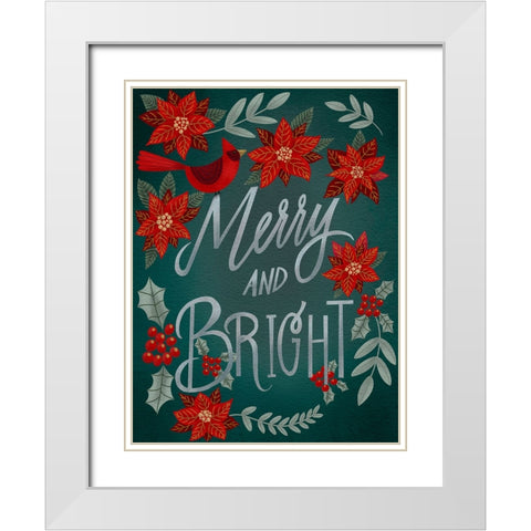 Red Flowers Christmas I White Modern Wood Framed Art Print with Double Matting by Moore, Regina