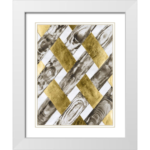 End Grain Weave I White Modern Wood Framed Art Print with Double Matting by Lam, Vanna