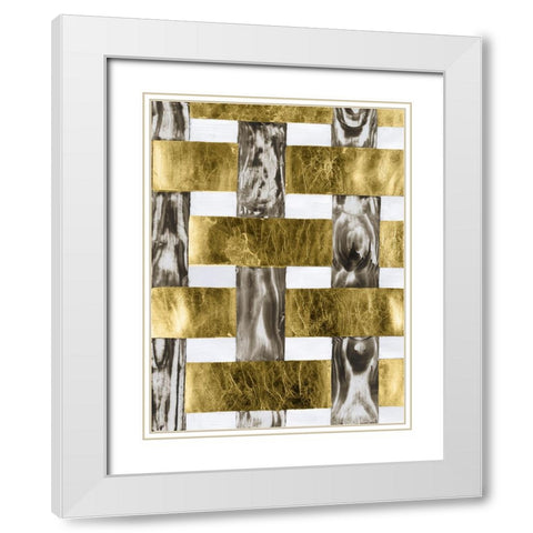 End Grain Weave III White Modern Wood Framed Art Print with Double Matting by Lam, Vanna