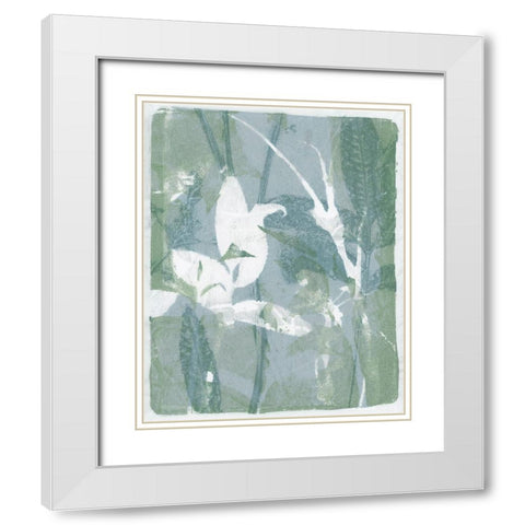 Subtle Sage Flora I White Modern Wood Framed Art Print with Double Matting by Barnes, Victoria