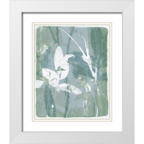 Subtle Sage Flora I White Modern Wood Framed Art Print with Double Matting by Barnes, Victoria