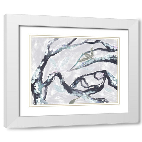 Snowy Branches II White Modern Wood Framed Art Print with Double Matting by Wang, Melissa