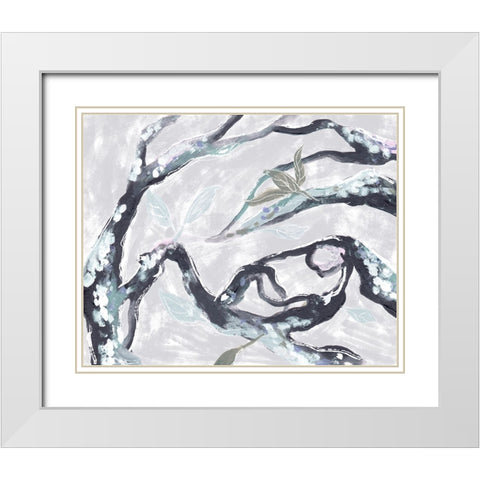 Snowy Branches II White Modern Wood Framed Art Print with Double Matting by Wang, Melissa