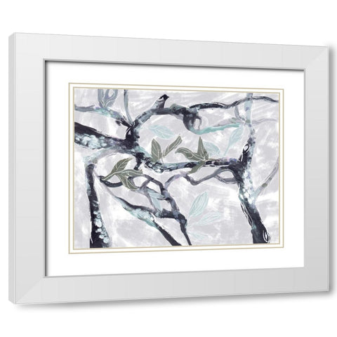 Snowy Branches IV White Modern Wood Framed Art Print with Double Matting by Wang, Melissa