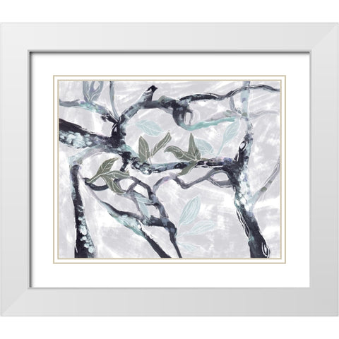 Snowy Branches IV White Modern Wood Framed Art Print with Double Matting by Wang, Melissa
