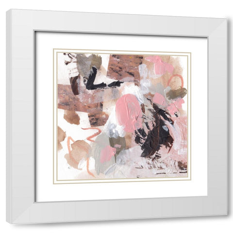 Pebble Rouge I White Modern Wood Framed Art Print with Double Matting by Wang, Melissa