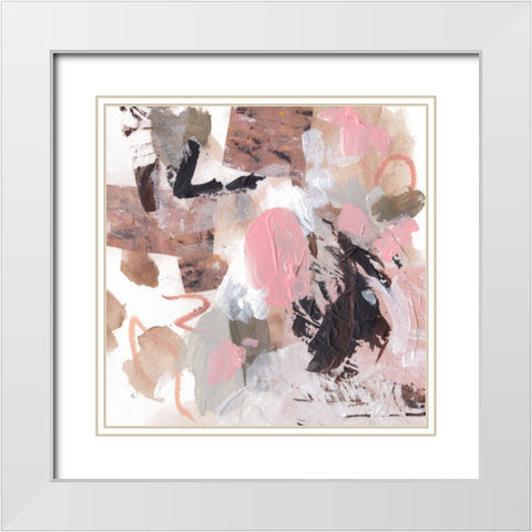 Pebble Rouge I White Modern Wood Framed Art Print with Double Matting by Wang, Melissa