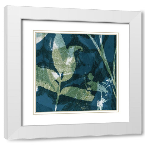 Botanical Imprints in Blue I White Modern Wood Framed Art Print with Double Matting by Barnes, Victoria