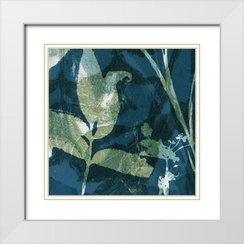 Botanical Imprints in Blue I White Modern Wood Framed Art Print with Double Matting by Barnes, Victoria