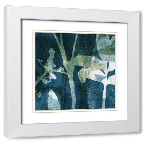 Botanical Imprints in Blue II White Modern Wood Framed Art Print with Double Matting by Barnes, Victoria