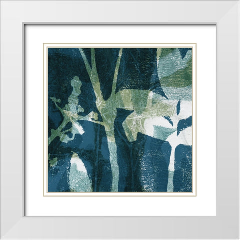 Botanical Imprints in Blue II White Modern Wood Framed Art Print with Double Matting by Barnes, Victoria