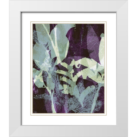 Frond Fresco I White Modern Wood Framed Art Print with Double Matting by Barnes, Victoria