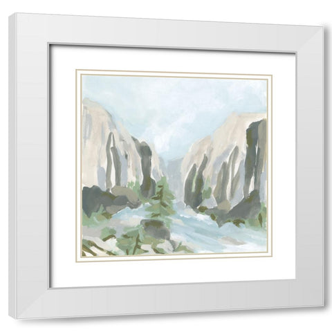 Stone Cascade II White Modern Wood Framed Art Print with Double Matting by Vess, June Erica