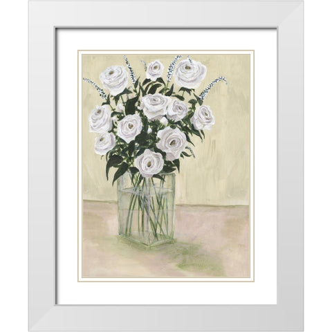 Pale Roses White Modern Wood Framed Art Print with Double Matting by Willett, Michael