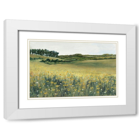 Yellow Meadow White Modern Wood Framed Art Print with Double Matting by Willett, Michael