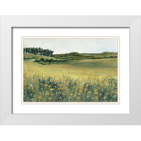 Yellow Meadow White Modern Wood Framed Art Print with Double Matting by Willett, Michael