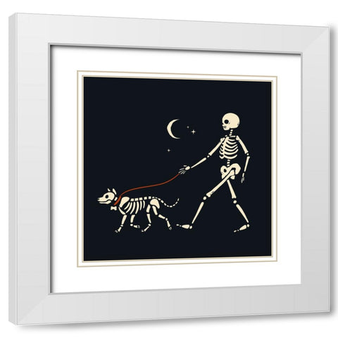 Skeleton Antics I White Modern Wood Framed Art Print with Double Matting by Barnes, Victoria