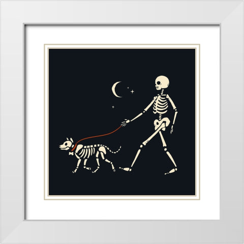 Skeleton Antics I White Modern Wood Framed Art Print with Double Matting by Barnes, Victoria