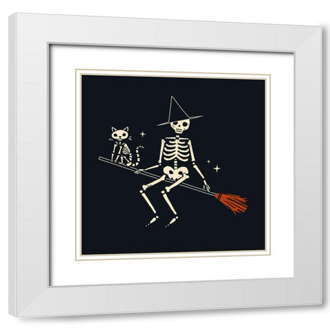 Skeleton Antics III White Modern Wood Framed Art Print with Double Matting by Barnes, Victoria