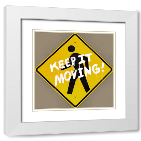 Graffiti Sign I White Modern Wood Framed Art Print with Double Matting by Saunders, Alonzo