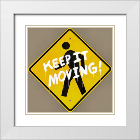 Graffiti Sign I White Modern Wood Framed Art Print with Double Matting by Saunders, Alonzo