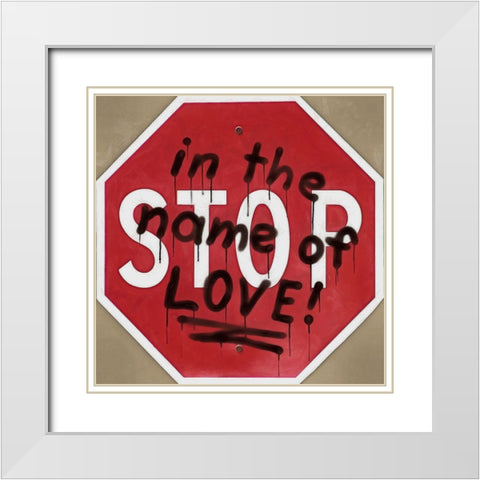 Graffiti Sign II White Modern Wood Framed Art Print with Double Matting by Saunders, Alonzo