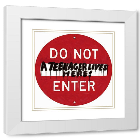 Graffiti Sign VII White Modern Wood Framed Art Print with Double Matting by Saunders, Alonzo