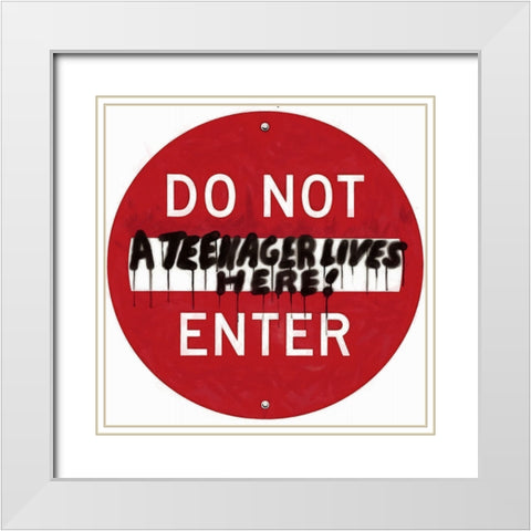 Graffiti Sign VII White Modern Wood Framed Art Print with Double Matting by Saunders, Alonzo