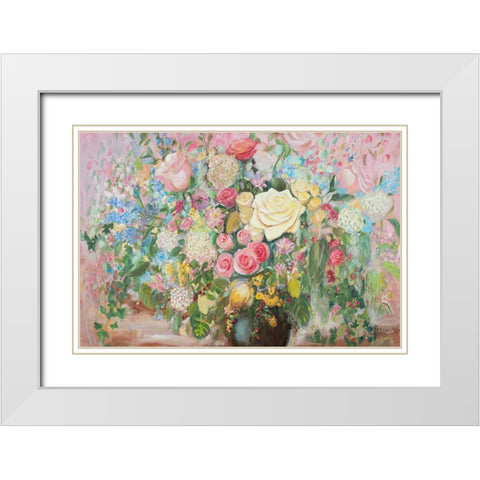 Happy Bouquet White Modern Wood Framed Art Print with Double Matting by Iafrate, Sandra
