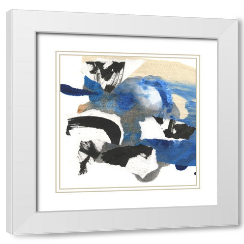 Blue Collage II White Modern Wood Framed Art Print with Double Matting by Fuchs, Jodi