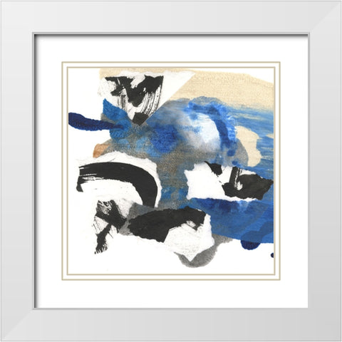 Blue Collage II White Modern Wood Framed Art Print with Double Matting by Fuchs, Jodi