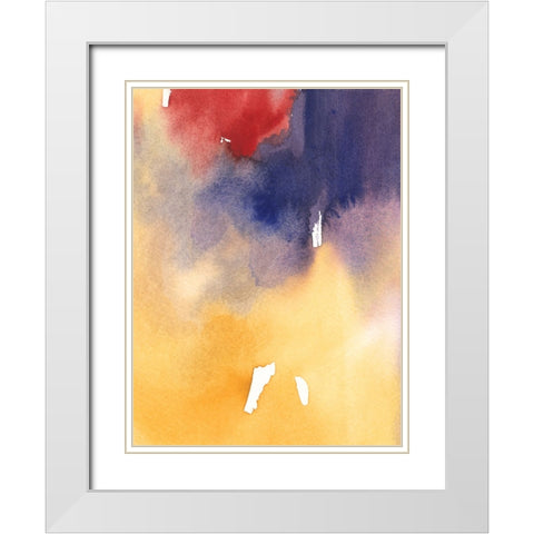 Golden Sunset I White Modern Wood Framed Art Print with Double Matting by Combs, Joyce