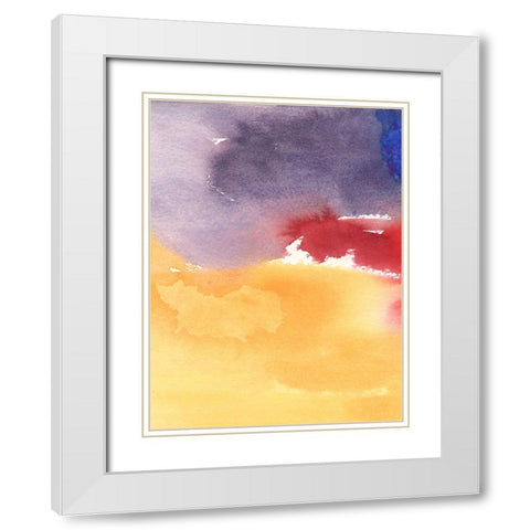 Golden Sunset II White Modern Wood Framed Art Print with Double Matting by Combs, Joyce