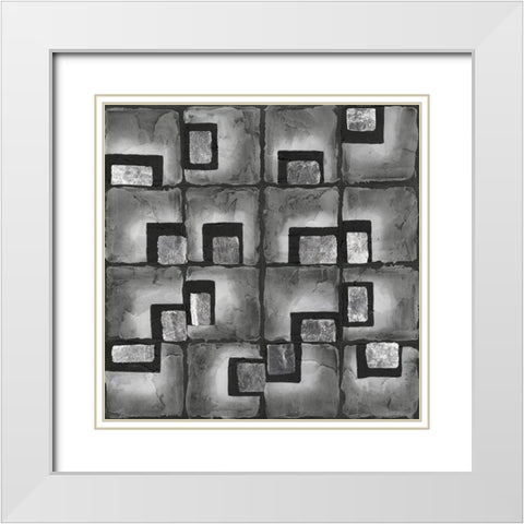 Shadow Squares I White Modern Wood Framed Art Print with Double Matting by Willett, Michael