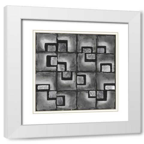 Shadow Squares II White Modern Wood Framed Art Print with Double Matting by Willett, Michael