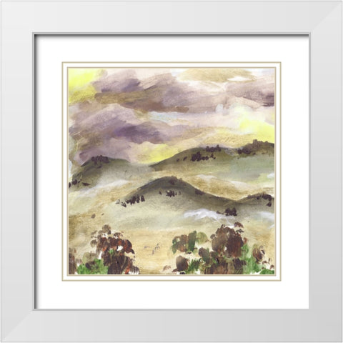 Misty Sunset II White Modern Wood Framed Art Print with Double Matting by Wang, Melissa