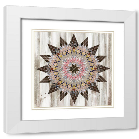 Rustic Quilt I White Modern Wood Framed Art Print with Double Matting by Wang, Melissa