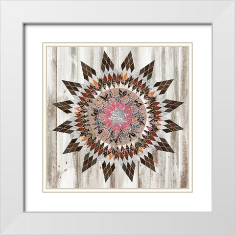 Rustic Quilt II White Modern Wood Framed Art Print with Double Matting by Wang, Melissa